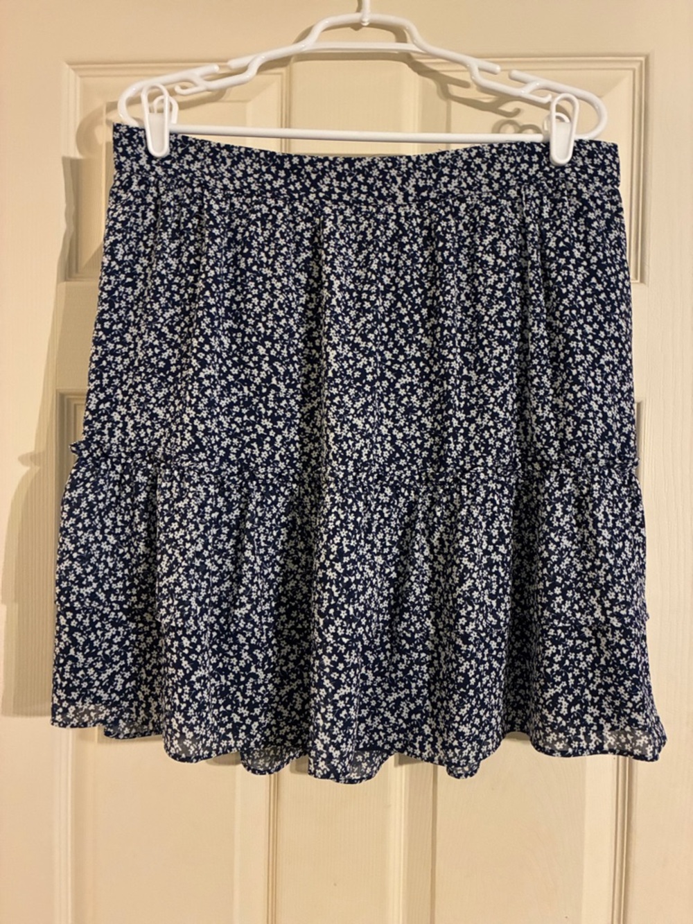 J. Crew Navy and White Floral Mini Skirt